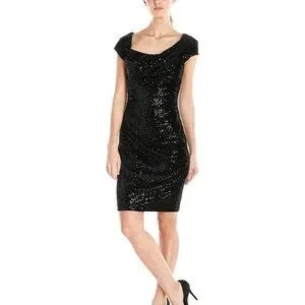 Jessica Simpson Black Sequin Cocktail Dress